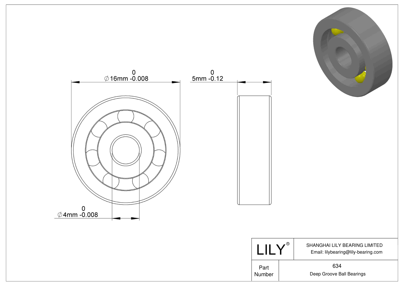 634 单列深沟球轴承 cad drawing