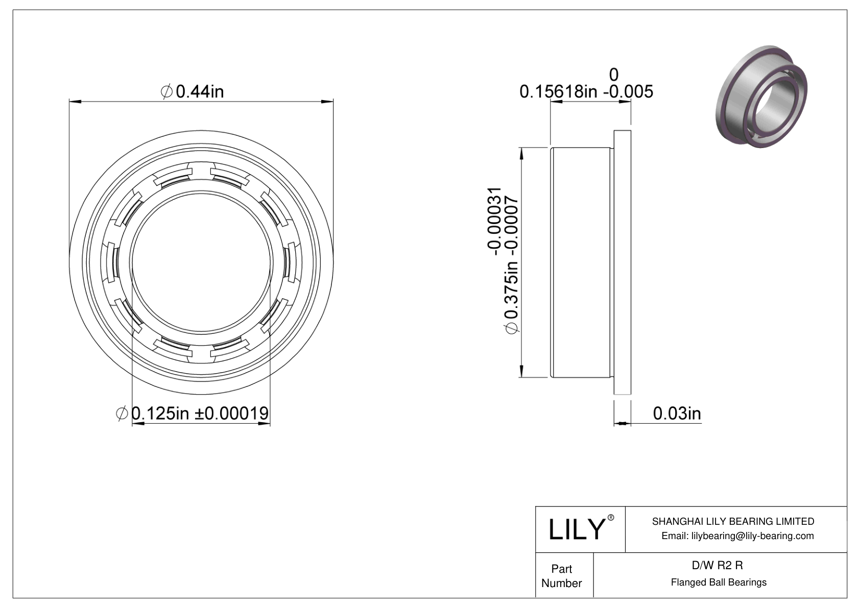 D/W R2 R 法兰球轴承 cad drawing