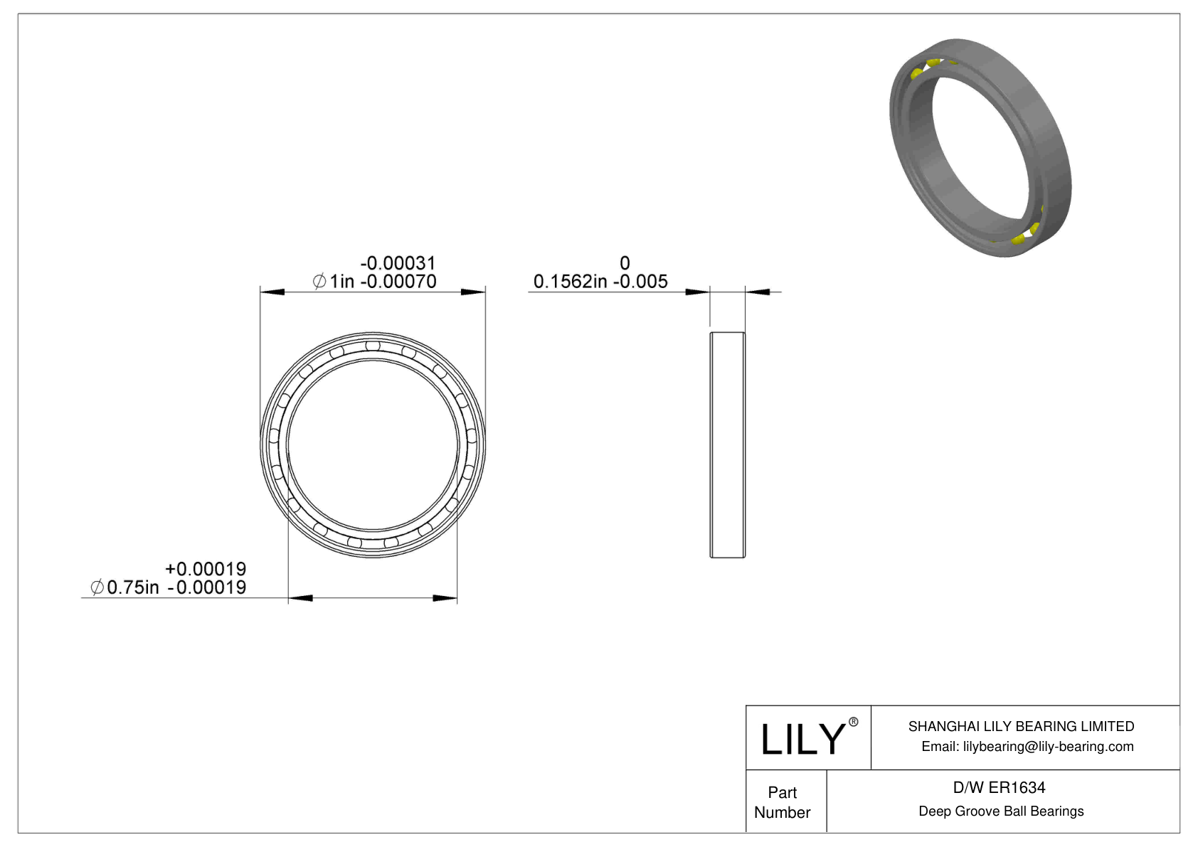 D/W ER1634 Rodamientos rígidos de bolas de acero inoxidable cad drawing