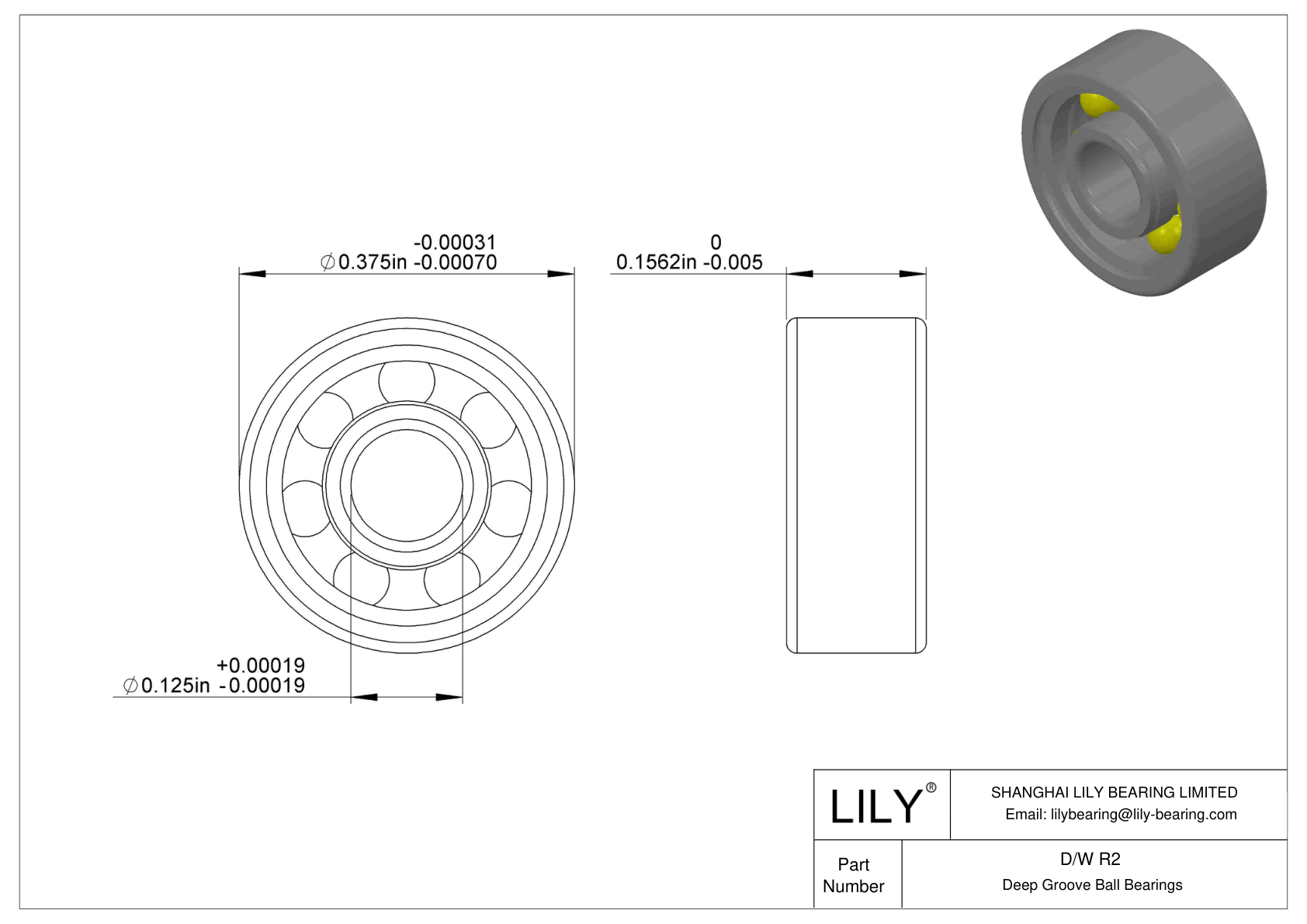 D/W R2 不锈钢深沟球轴承 cad drawing