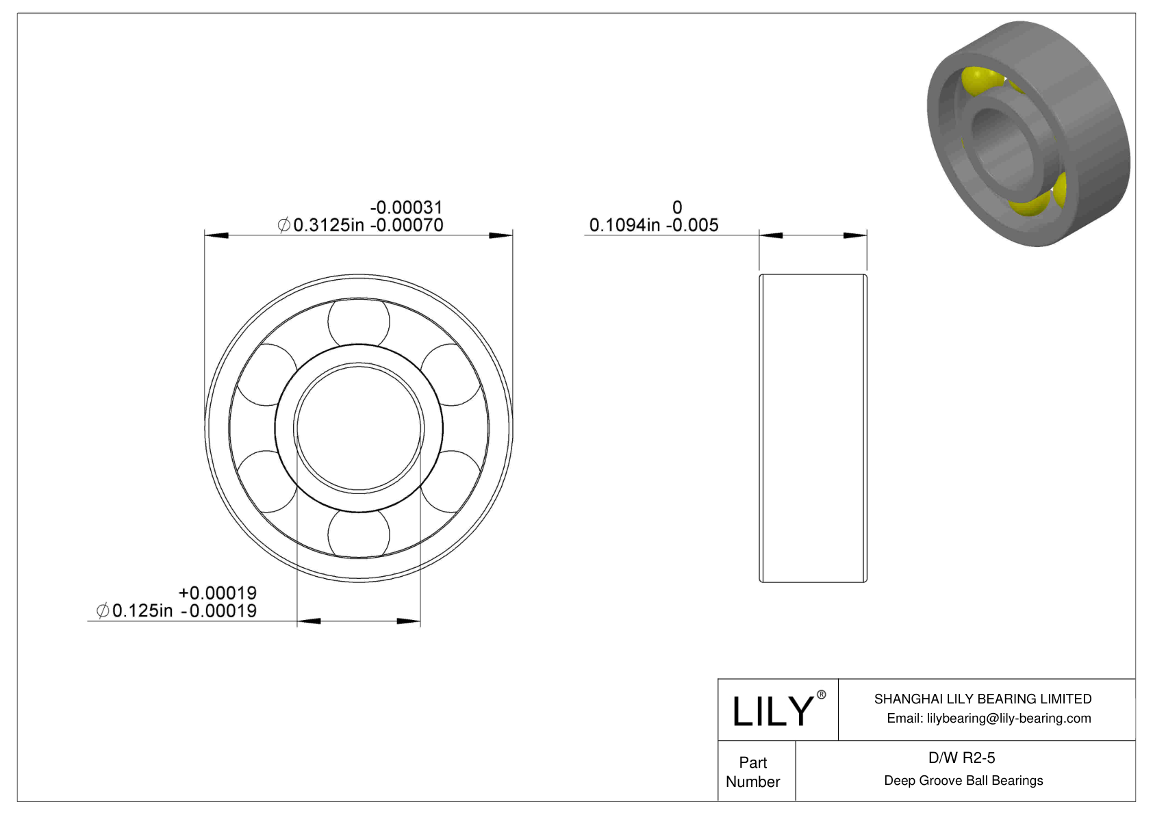 D/W R2-5 不锈钢深沟球轴承 cad drawing