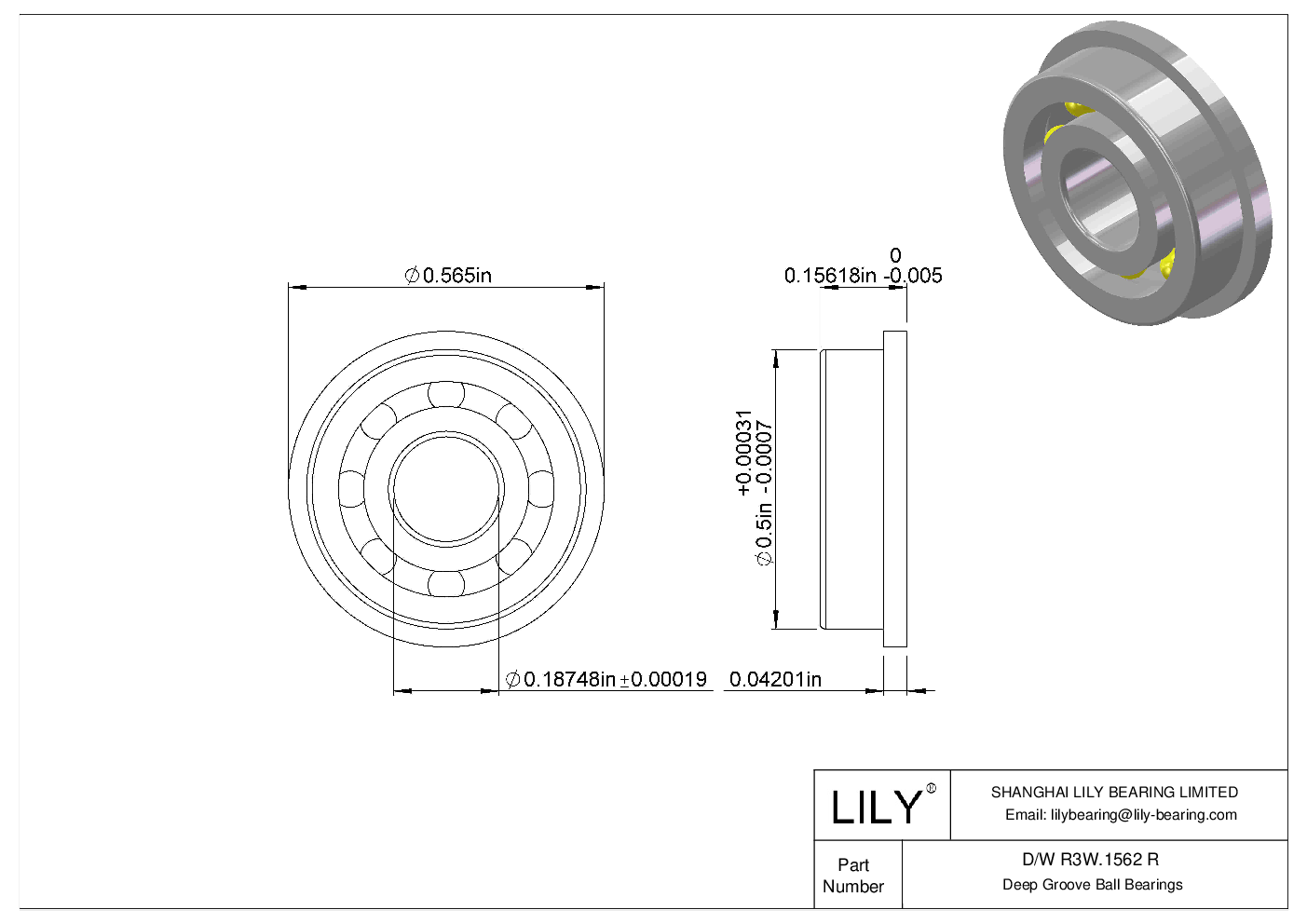 D/W R3W.1562 R Flanged Ball Bearings cad drawing