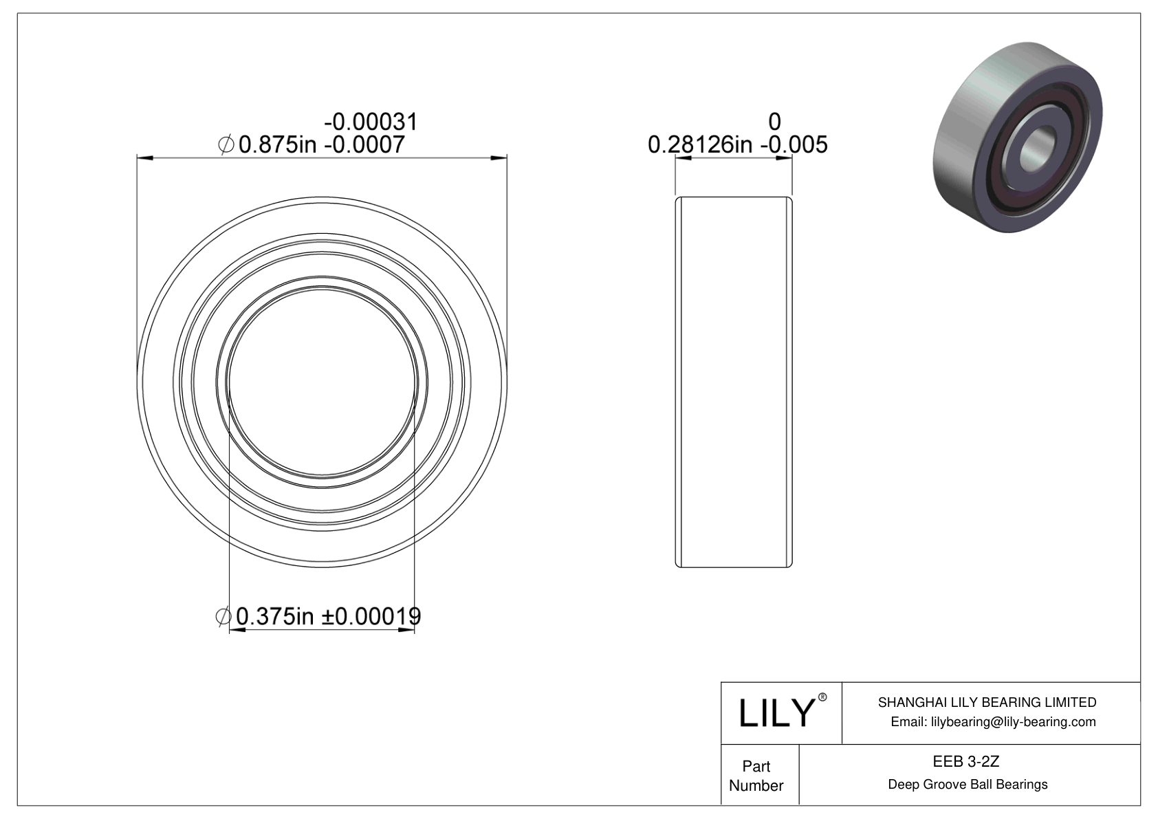 EEB 3-2Z Rodamientos rígidos de bolas de una hilera cad drawing