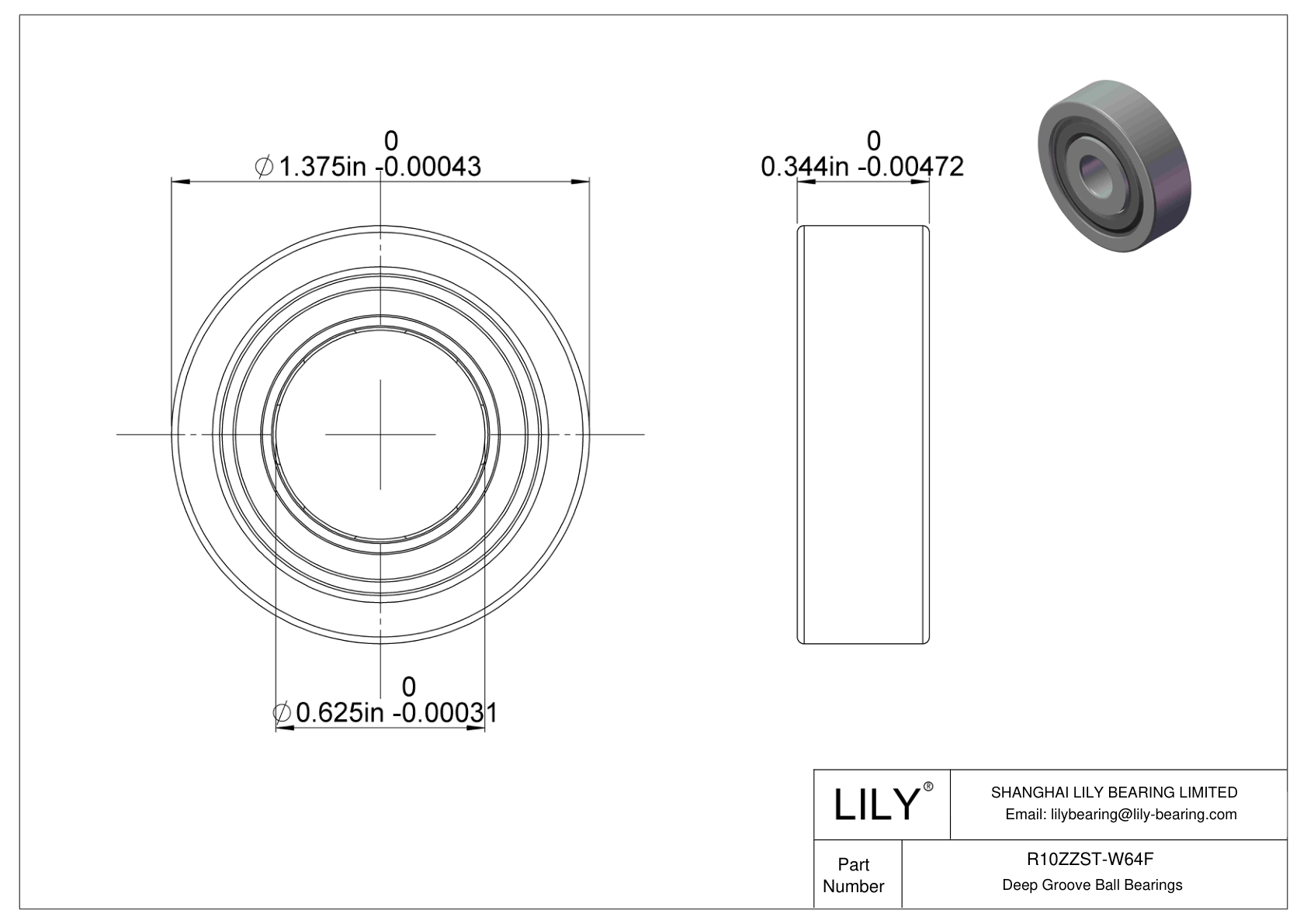 R10ZZST-W64F Rodamientos rígidos de bolas de una hilera cad drawing