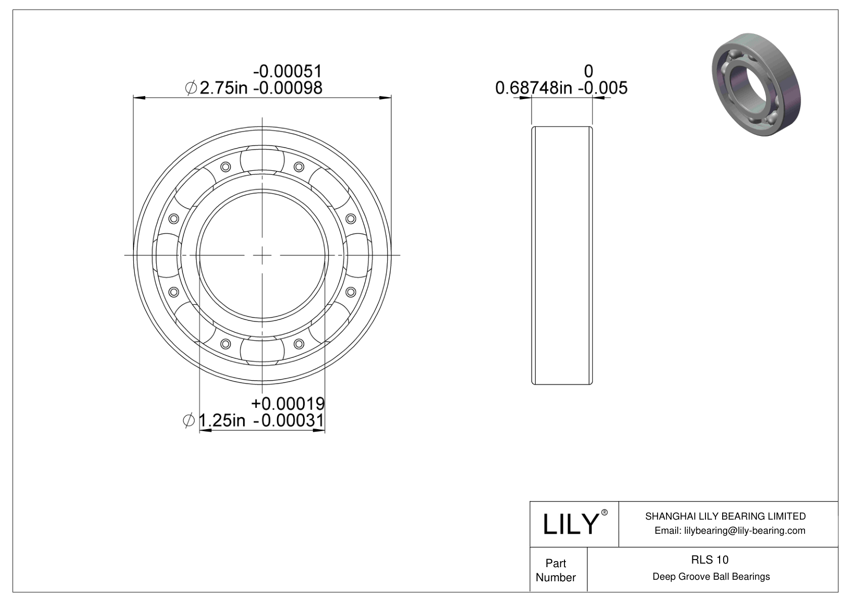 RLS 10 单列深沟球轴承 cad drawing