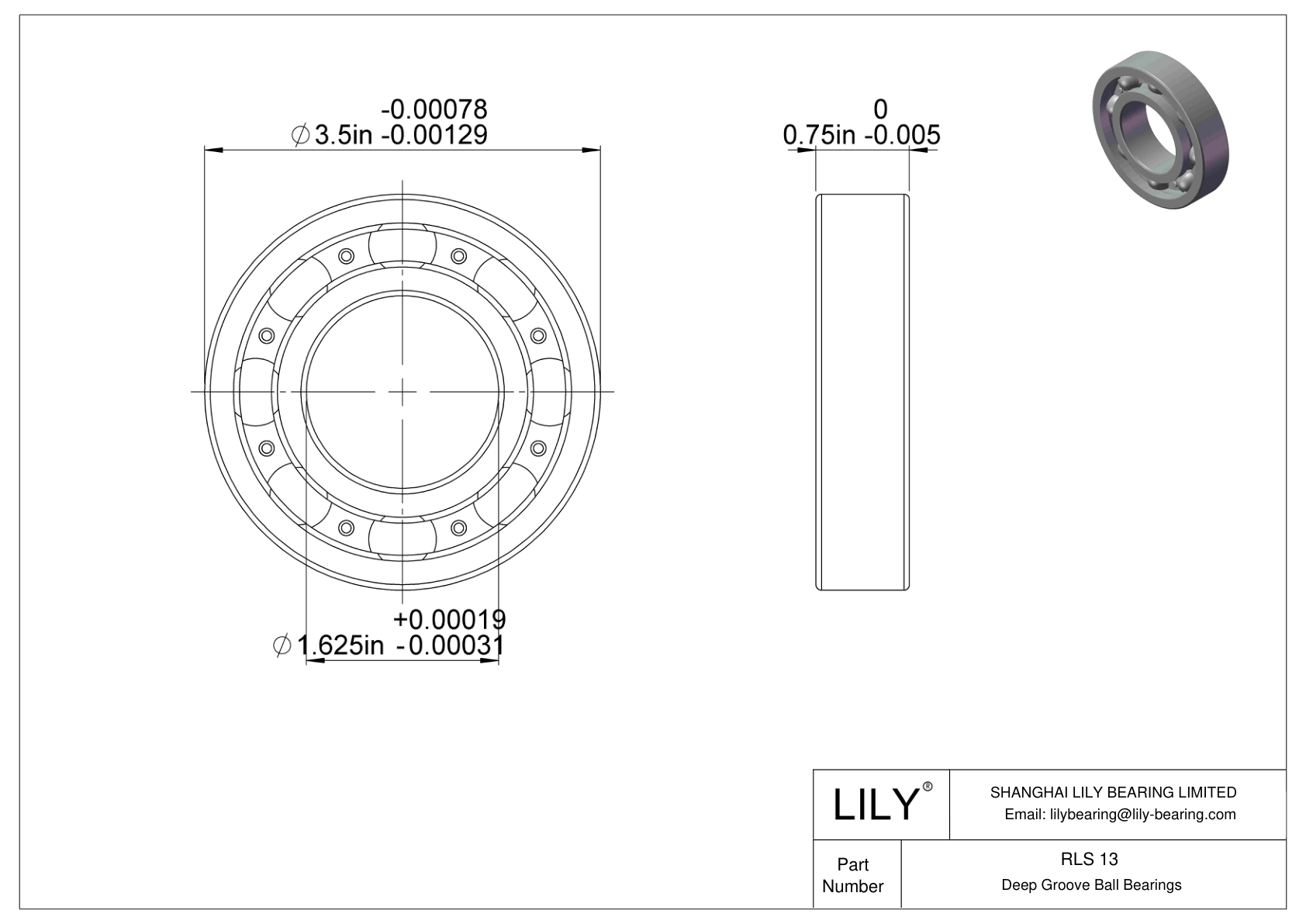 RLS 13 单列深沟球轴承 cad drawing