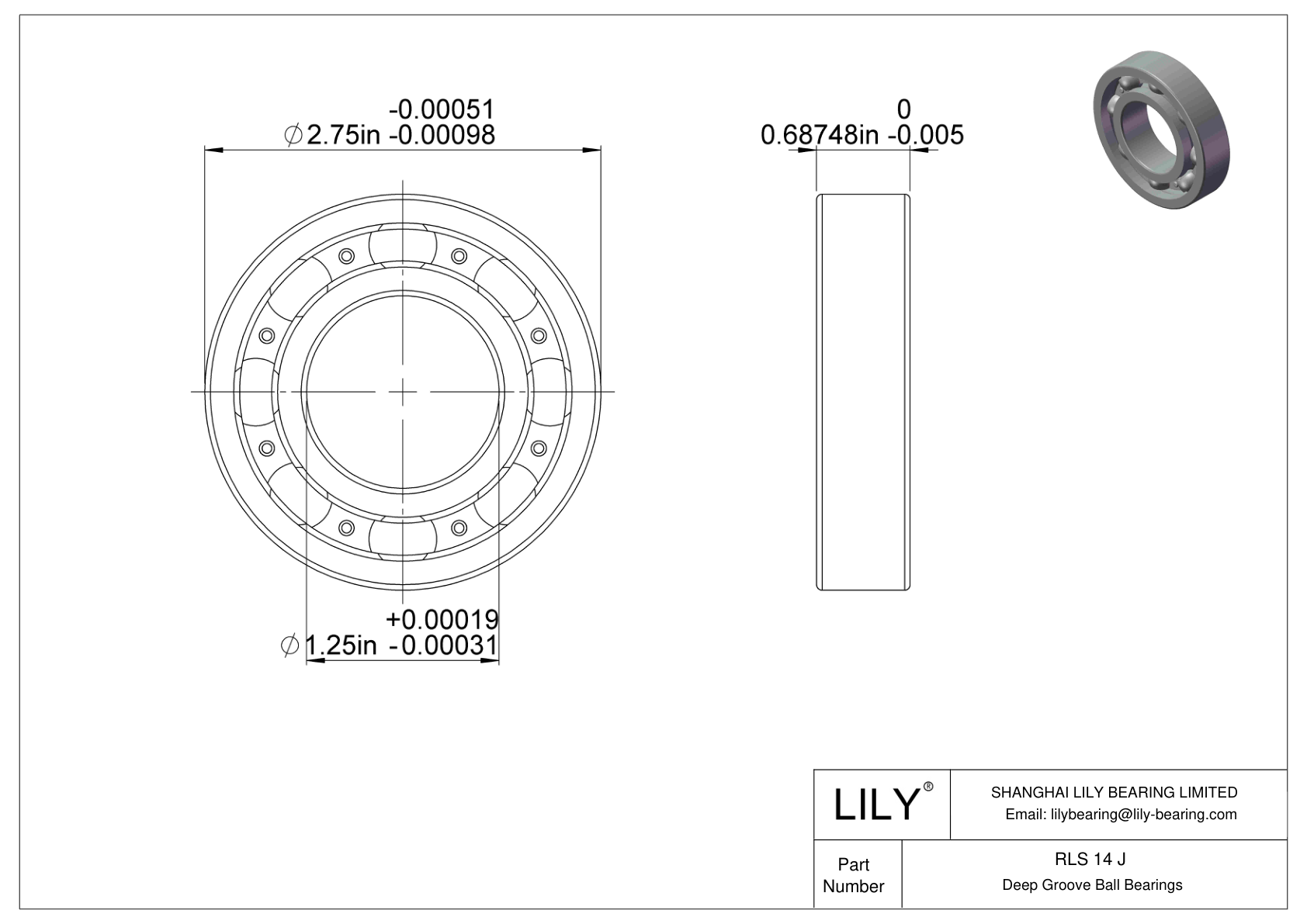 RLS 14 J Rodamientos rígidos de bolas de una hilera cad drawing