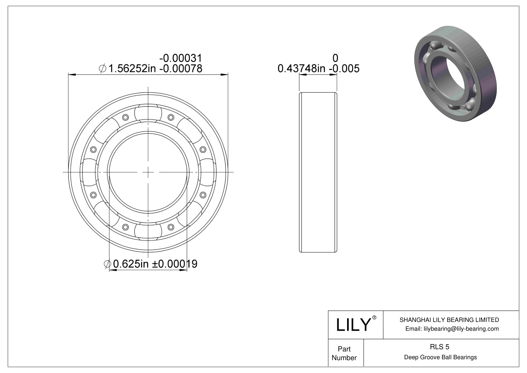 RLS 5 单列深沟球轴承 cad drawing