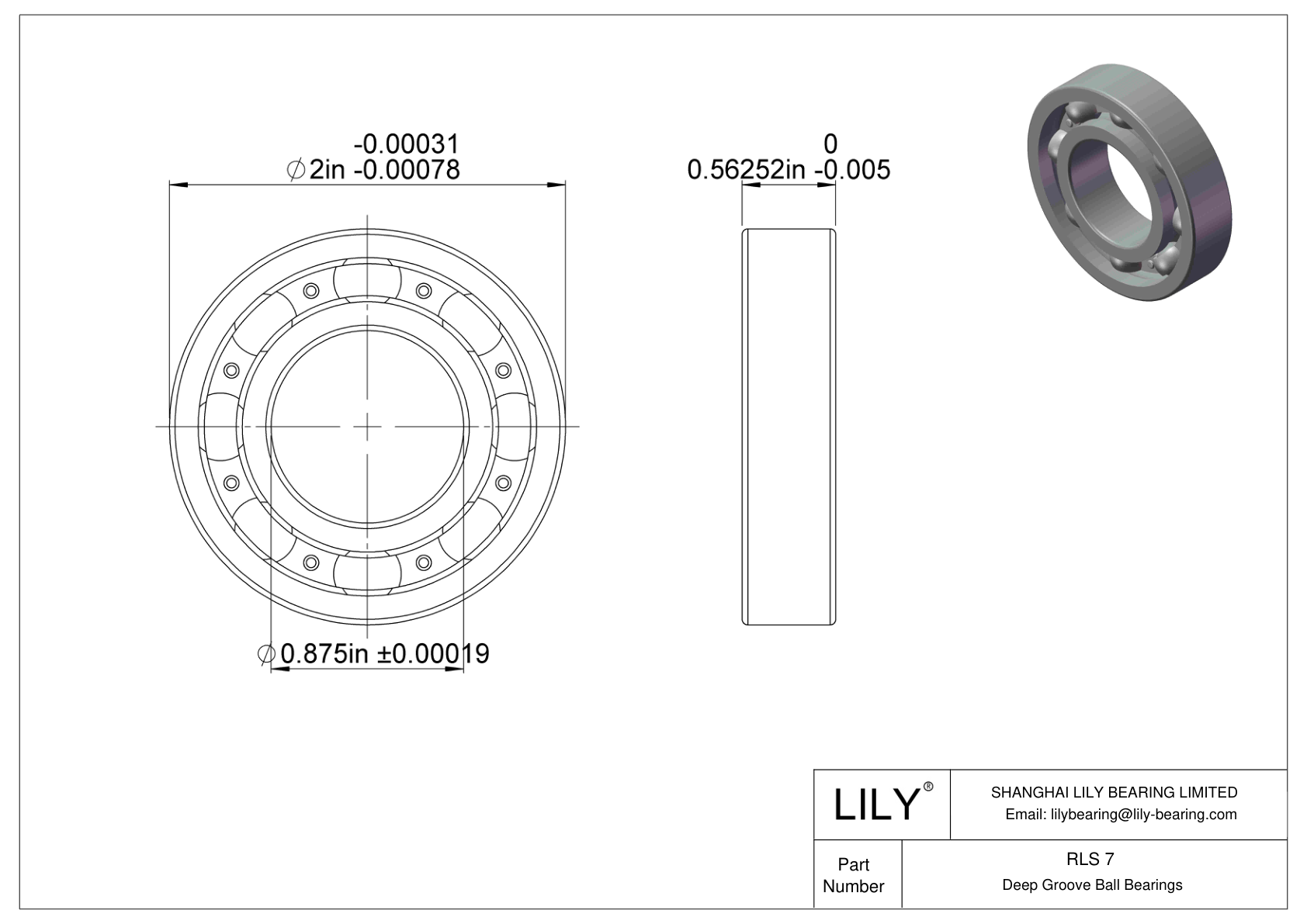 RLS 7 单列深沟球轴承 cad drawing