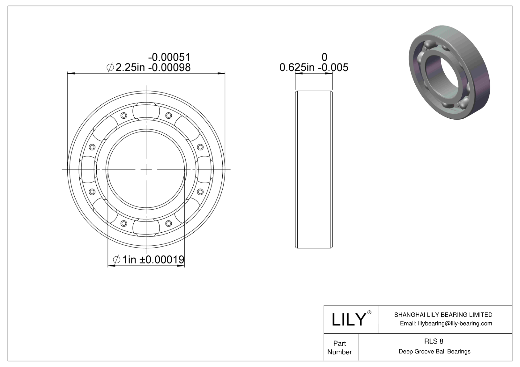 RLS 8 单列深沟球轴承 cad drawing