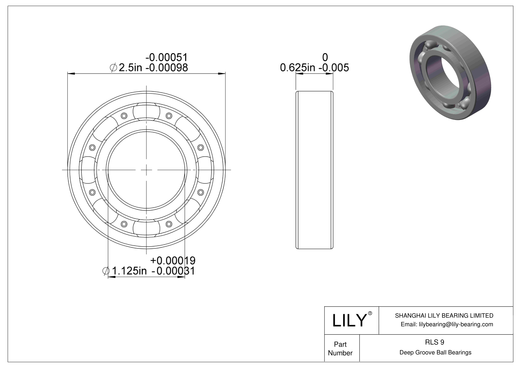 RLS 9 单列深沟球轴承 cad drawing