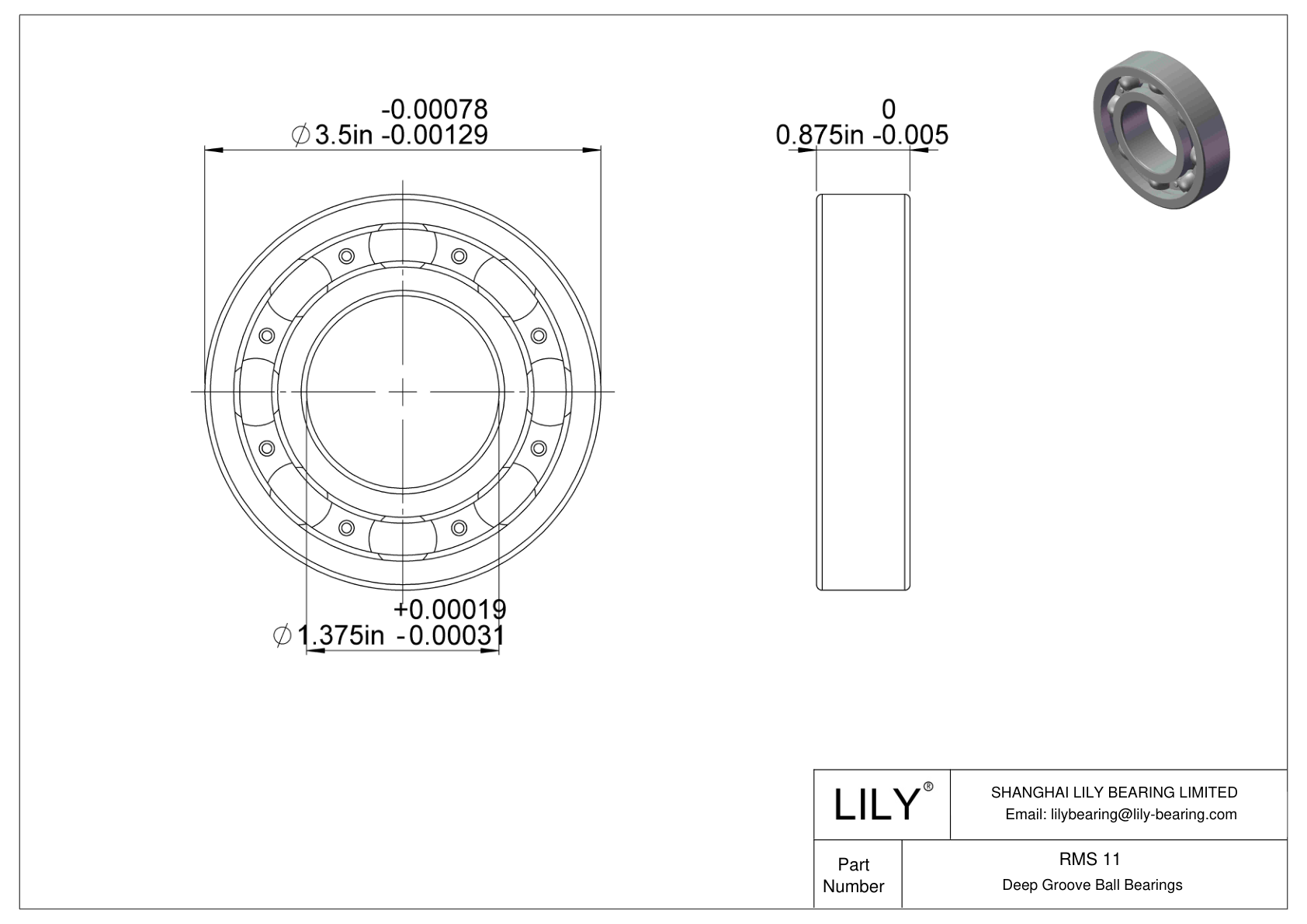 RMS 11 Rodamientos rígidos de bolas de una hilera cad drawing