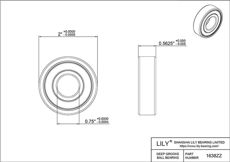 S1638zz AISI440C Stainless Steel Ball Bearings cad drawing