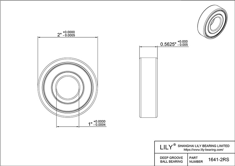 S1641 2rs AISI440C Stainless Steel Ball Bearings cad drawing