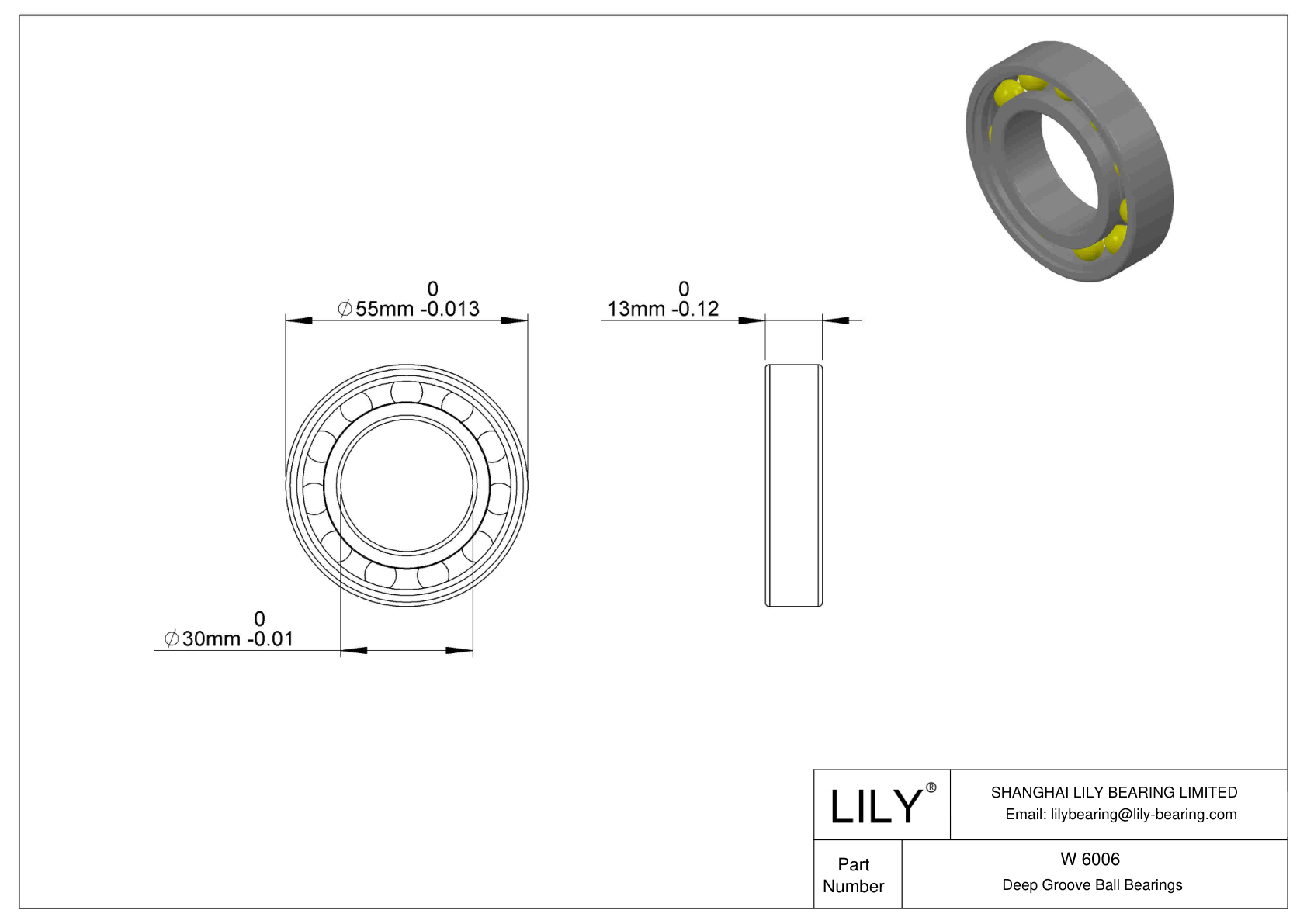 W 6006-2RS1/W64F 不锈钢深沟球轴承 cad drawing