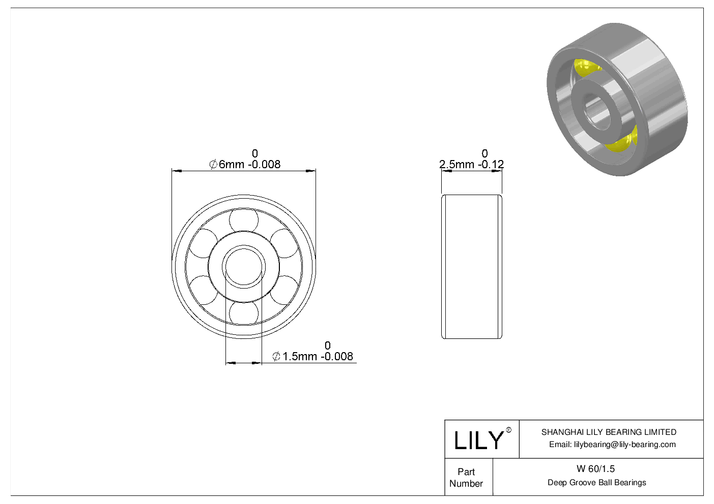 W 60/1.5 不锈钢深沟球轴承 cad drawing