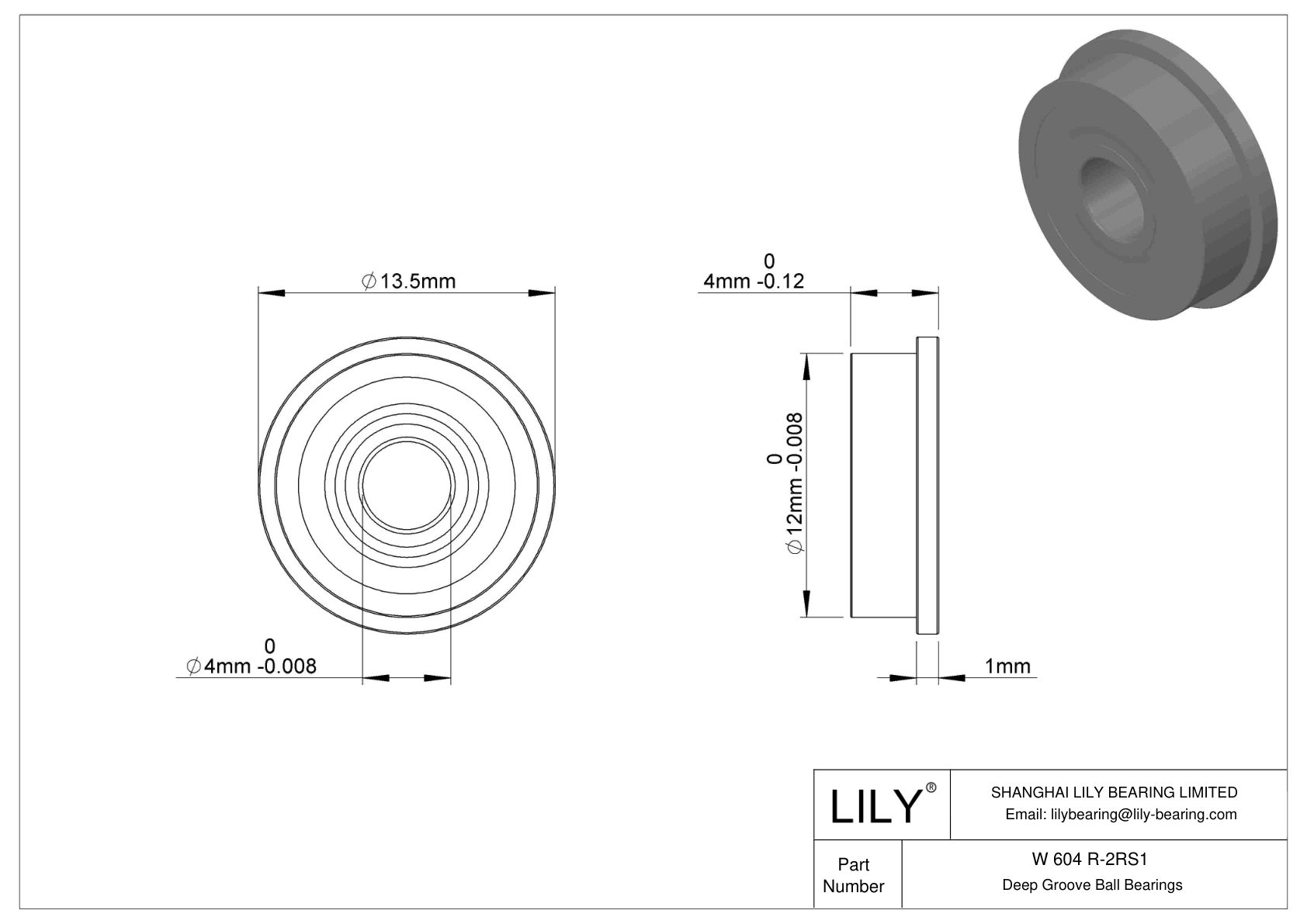 W 604 R-2RS1 Flanged Ball Bearings cad drawing