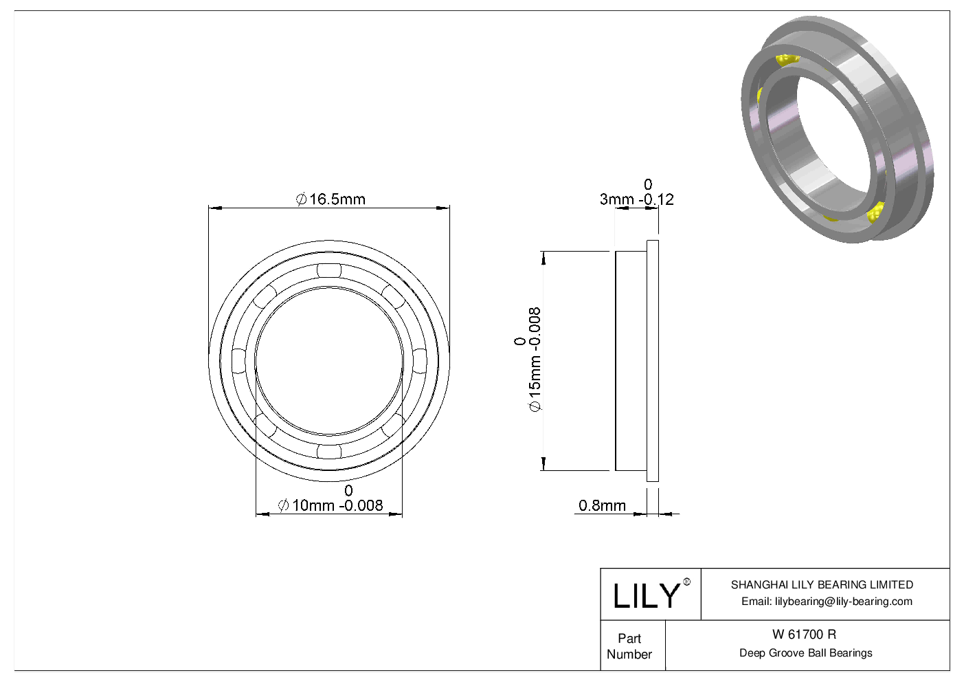 W 61700 R Flanged Ball Bearings cad drawing