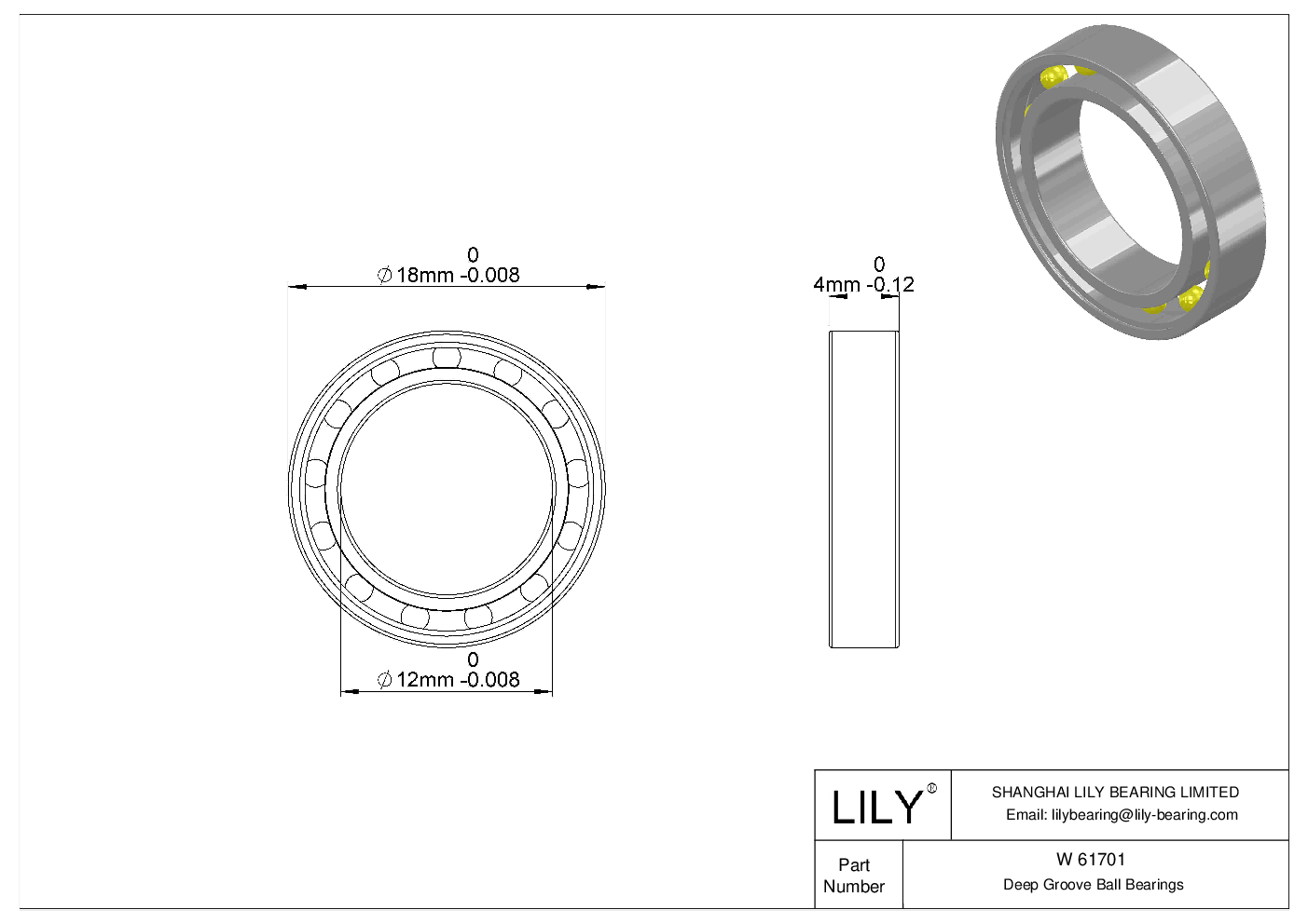 W 61701 不锈钢深沟球轴承 cad drawing