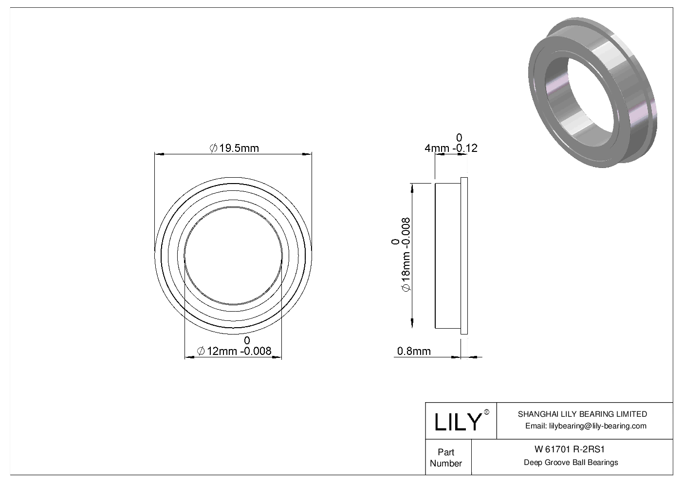 W 61701 R-2RS1 法兰球轴承 cad drawing