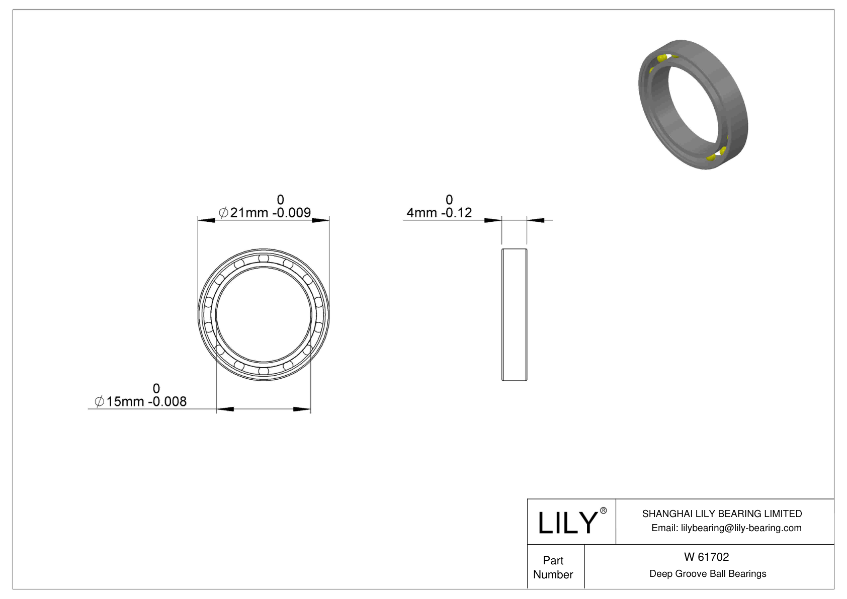 W 61702 不锈钢深沟球轴承 cad drawing