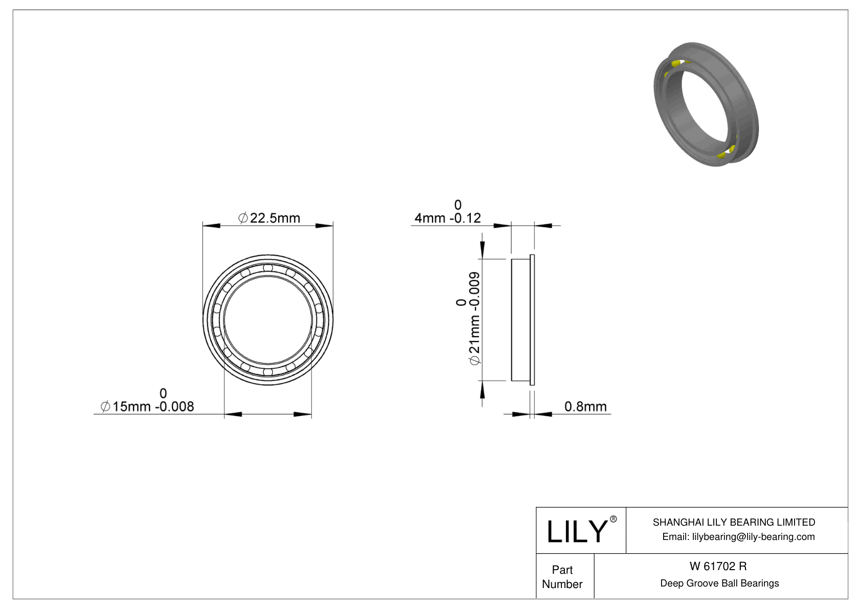 W 61702 R Rodamientos de bolas con pestaña cad drawing