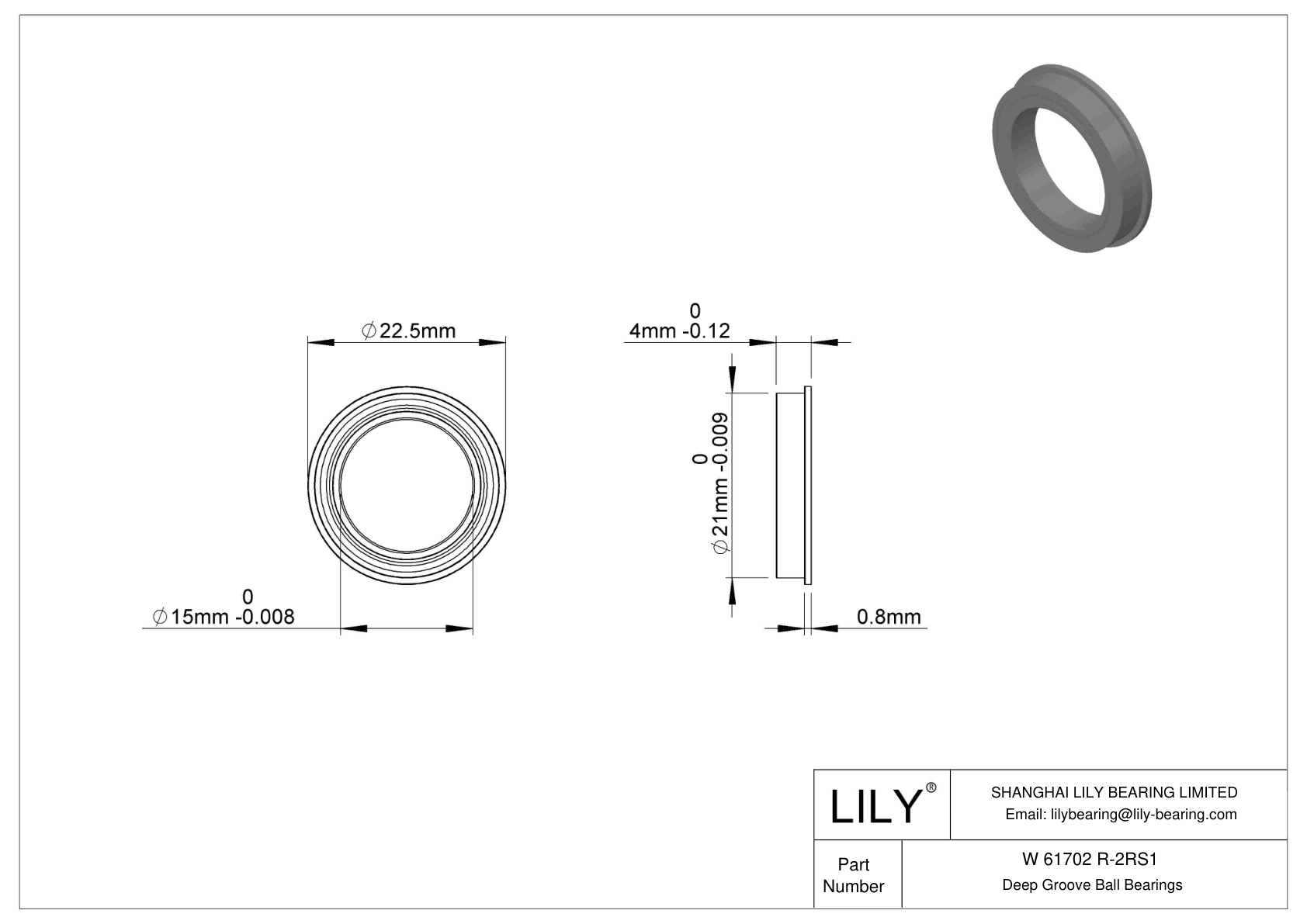 W 61702 R-2RS1 Rodamientos de bolas con pestaña cad drawing