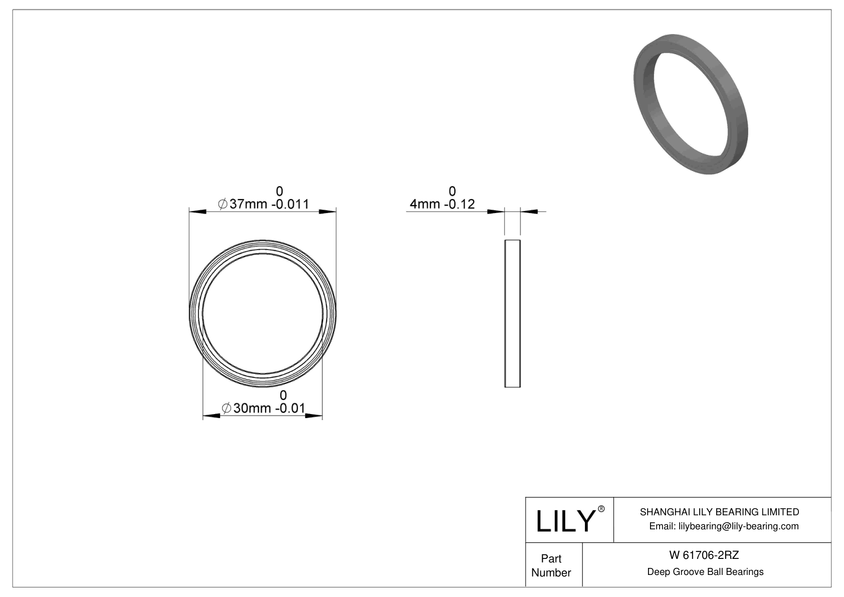 W 61706-2RZ 不锈钢深沟球轴承 cad drawing