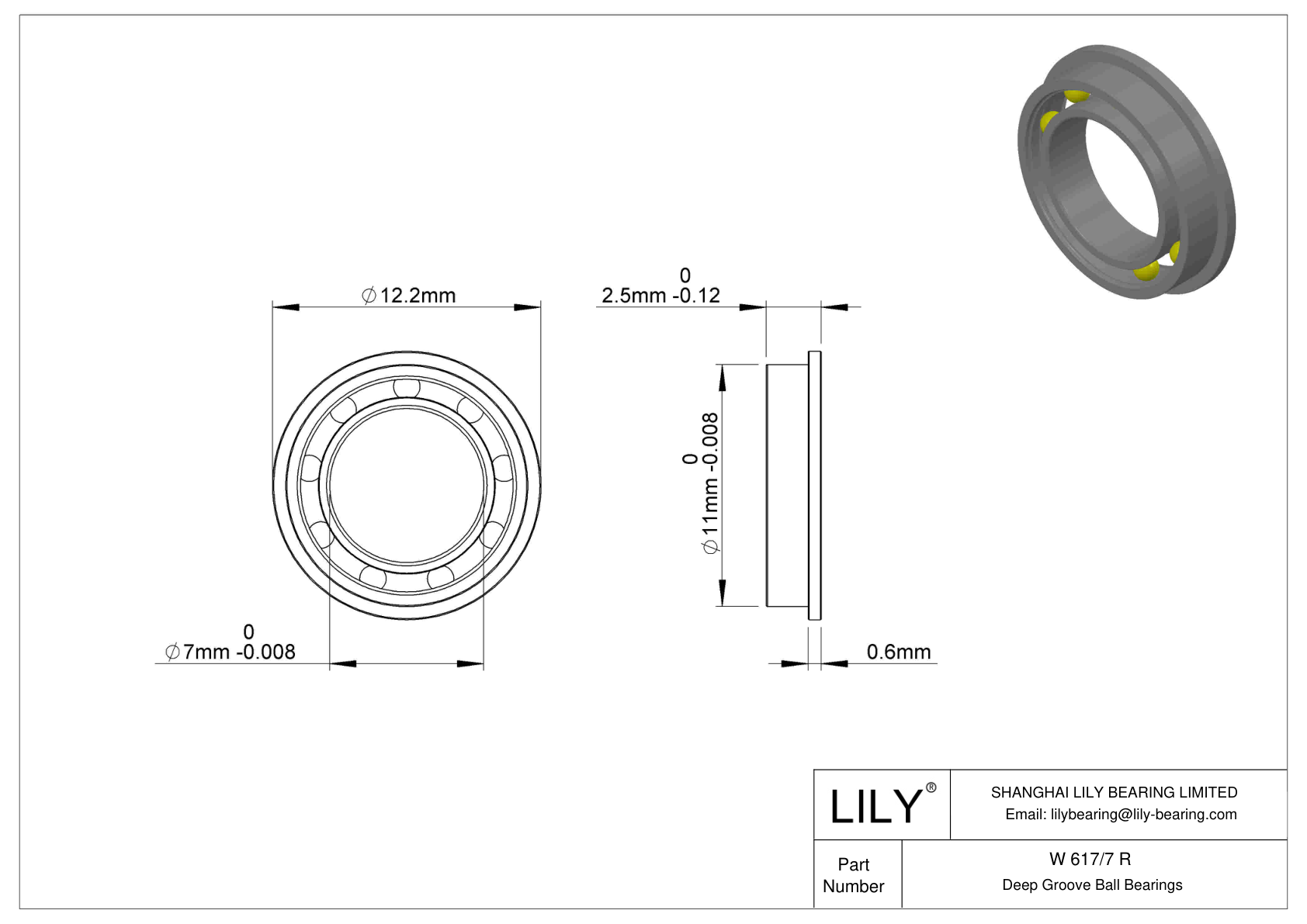 W 617/7 R Flanged Ball Bearings cad drawing