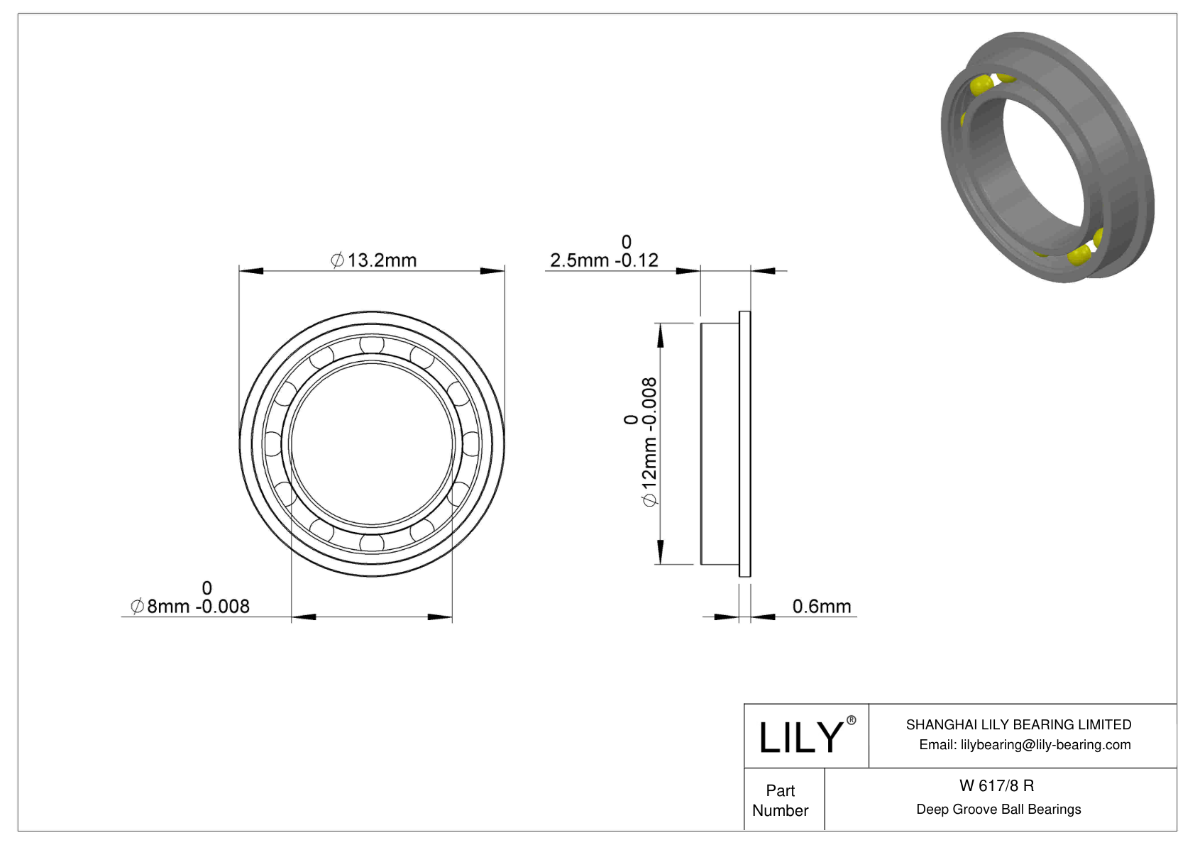 W 617/8 R Flanged Ball Bearings cad drawing