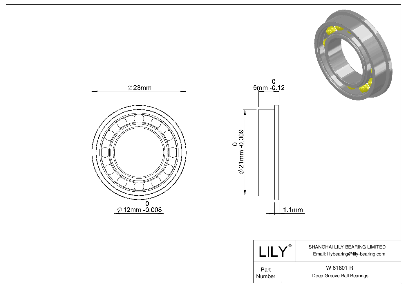 W 61801 R 法兰球轴承 cad drawing