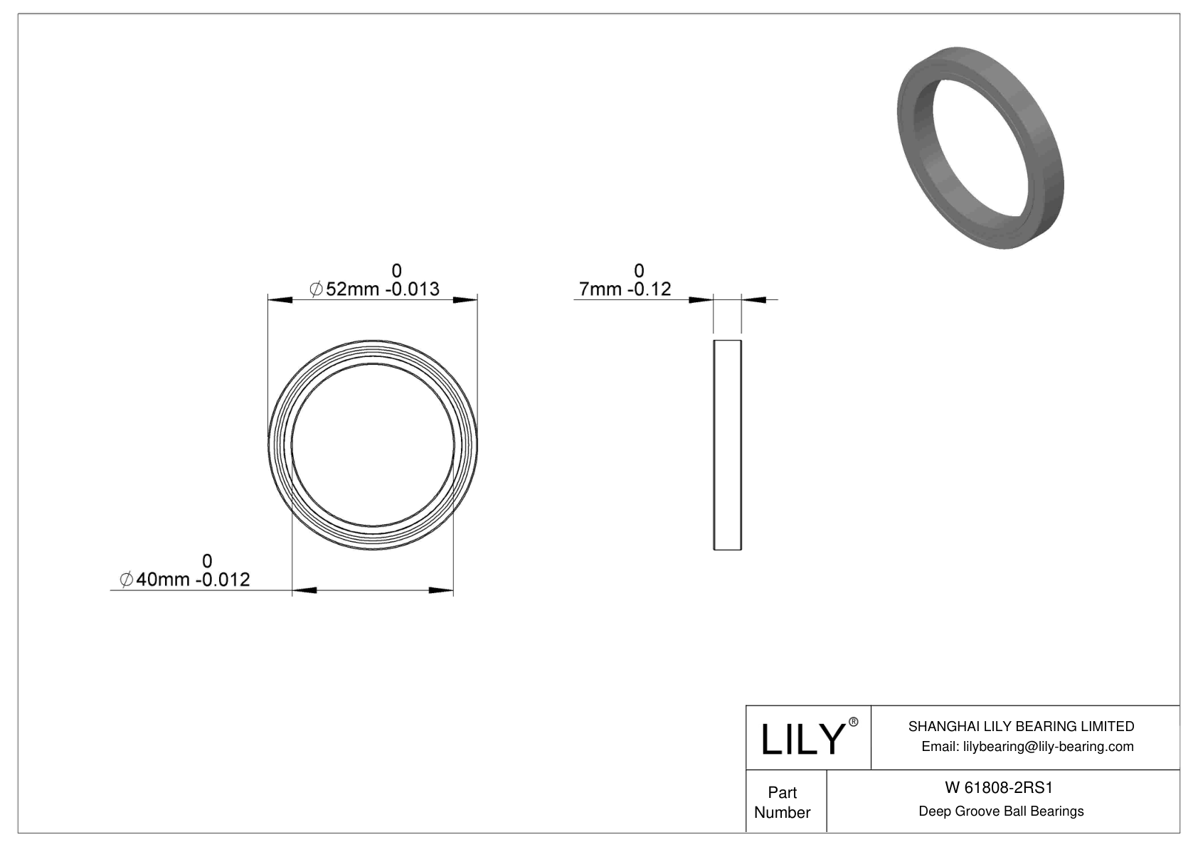 W 61808-2RS1 Rodamientos rígidos de bolas de acero inoxidable cad drawing