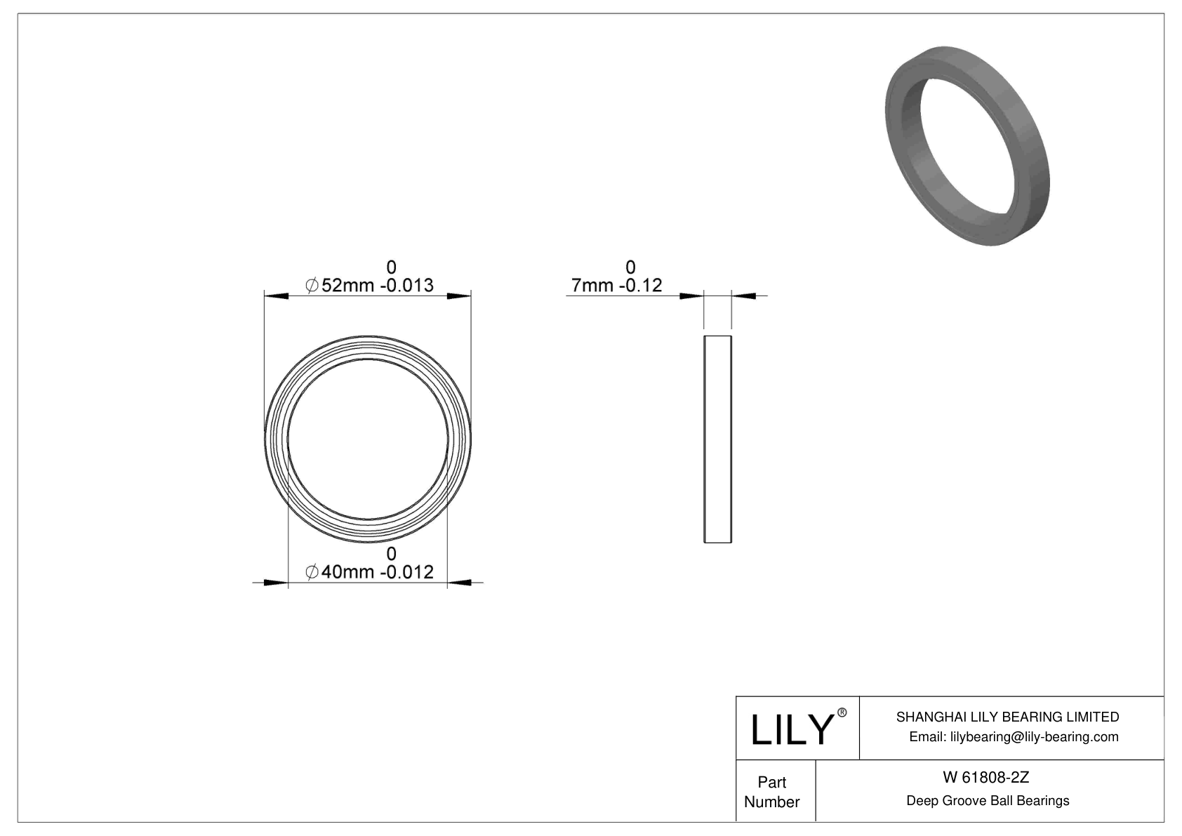 W 61808-2Z 不锈钢深沟球轴承 cad drawing