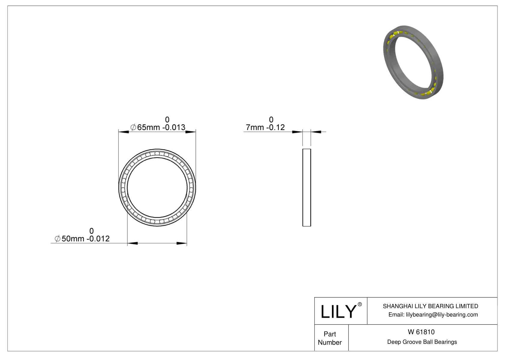 W 61810 不锈钢深沟球轴承 cad drawing