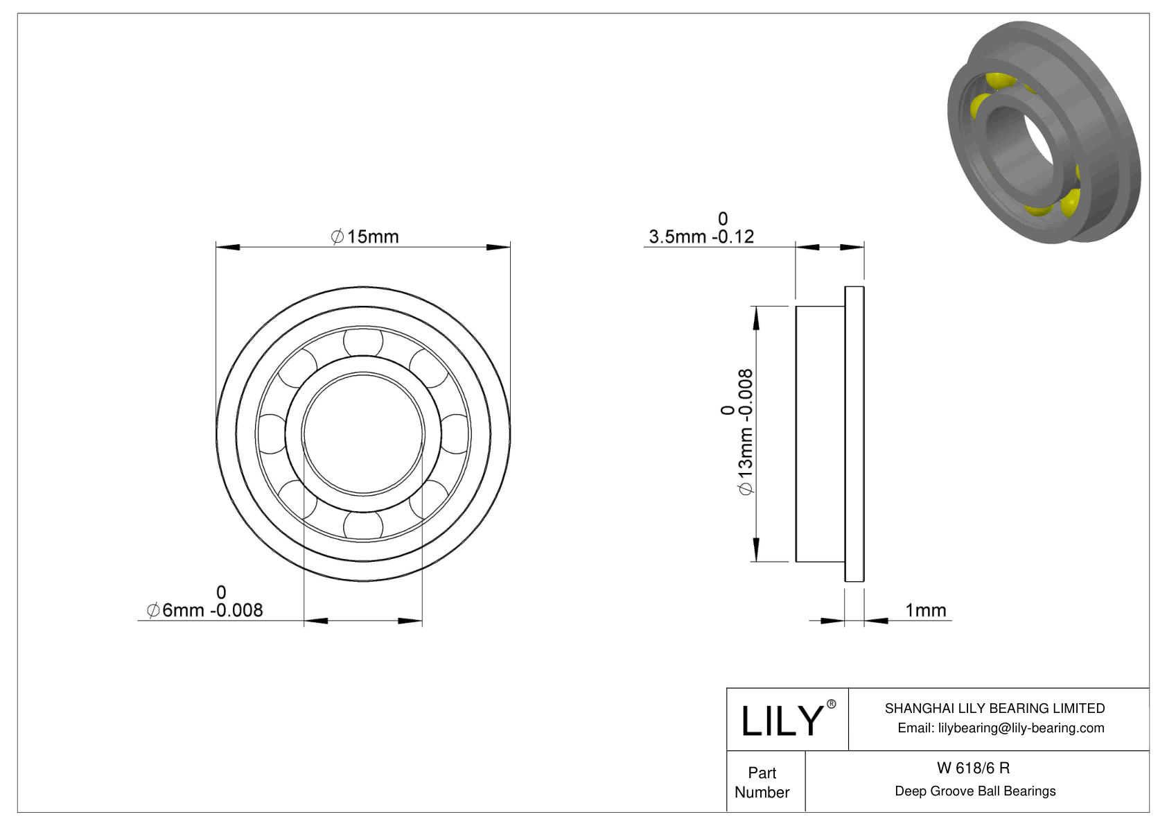 W 618/6 R Flanged Ball Bearings cad drawing