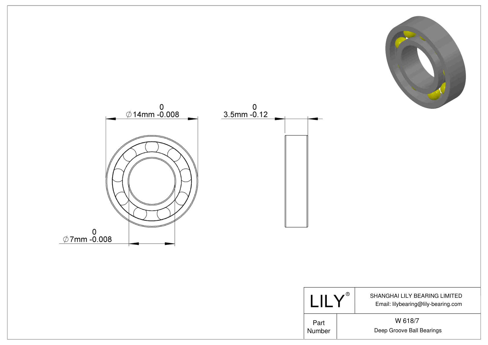 W 618/7 Rodamientos rígidos de bolas de acero inoxidable cad drawing