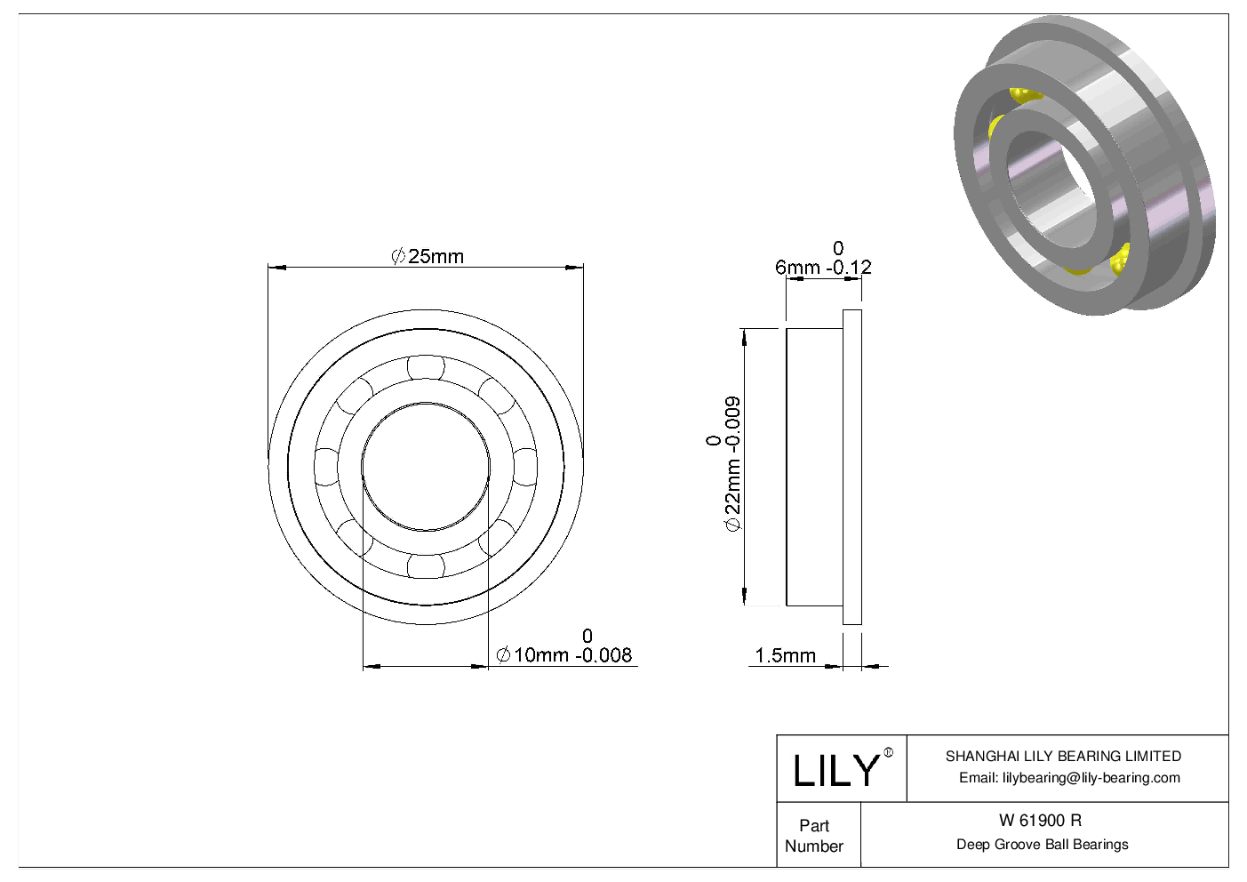 W 61900 R Rodamientos de bolas con pestaña cad drawing