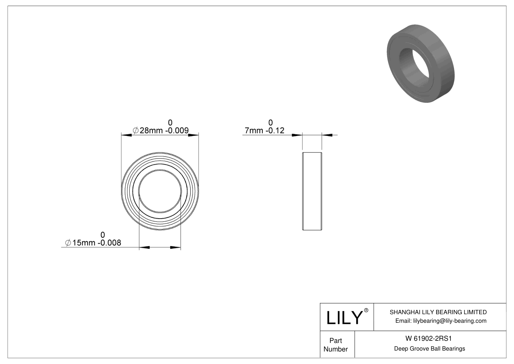 W 61902-2RS1 不锈钢深沟球轴承 cad drawing