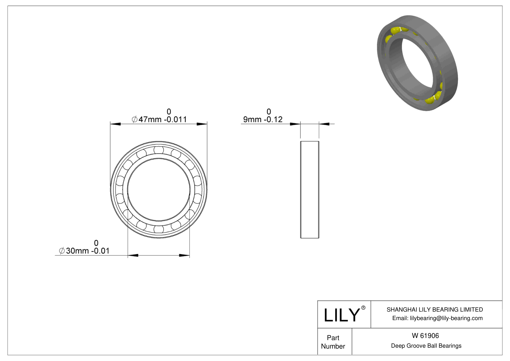 W 61906-2RS1/W64F 不锈钢深沟球轴承 cad drawing