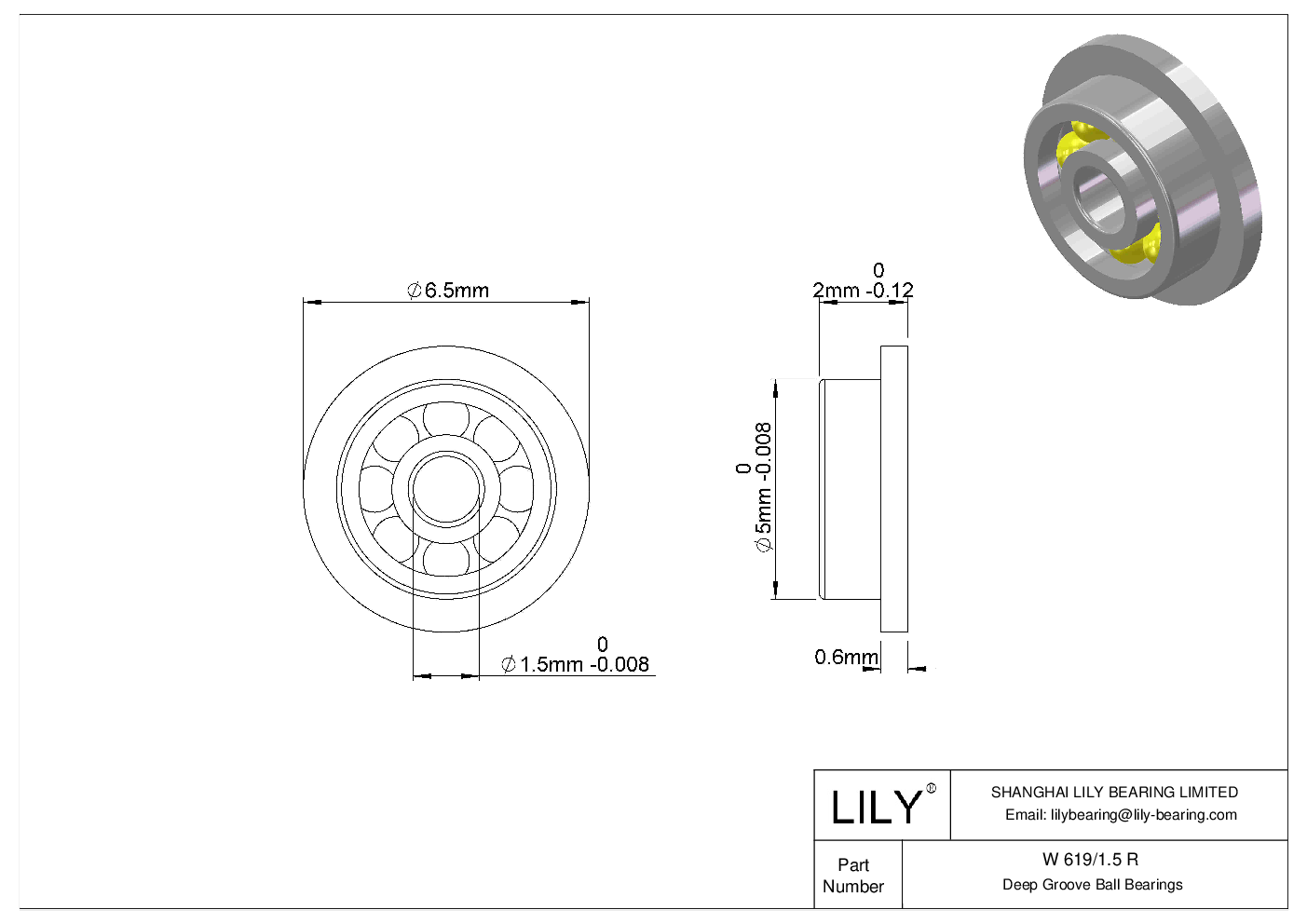 W 619/1.5 R Flanged Ball Bearings cad drawing