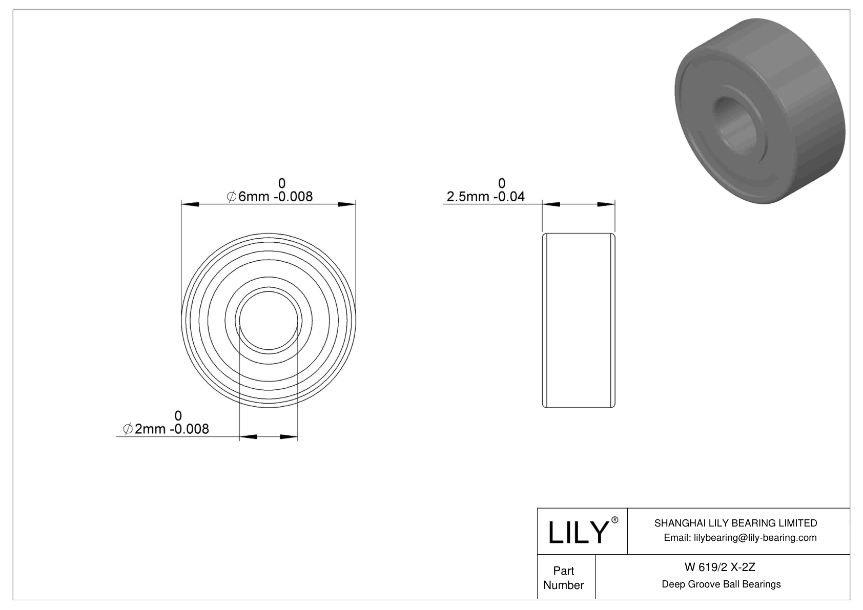 W 619/2 X-2Z 不锈钢深沟球轴承 cad drawing