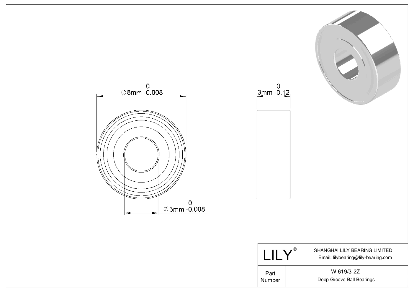 W 619/3-2Z 不锈钢深沟球轴承 cad drawing