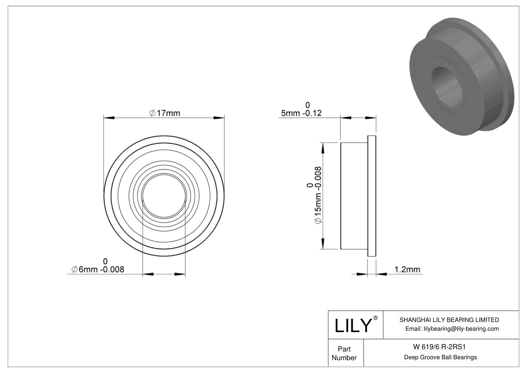 W 619/6 R-2RS1 Flanged Ball Bearings cad drawing