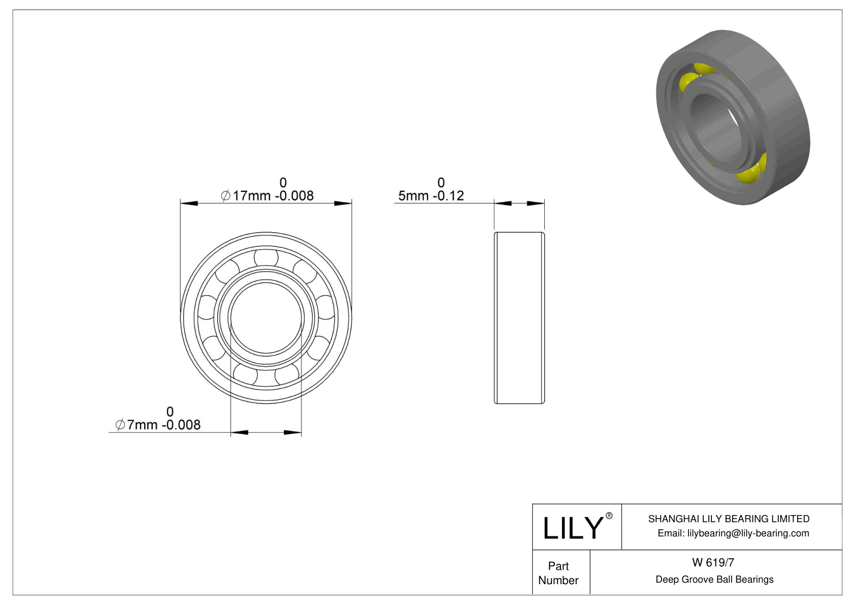 W 619/7 Rodamientos rígidos de bolas de acero inoxidable cad drawing