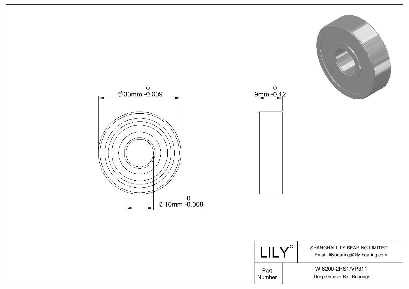 W 6200-2RS1/VP311 Rodamientos rígidos de bolas de acero inoxidable cad drawing