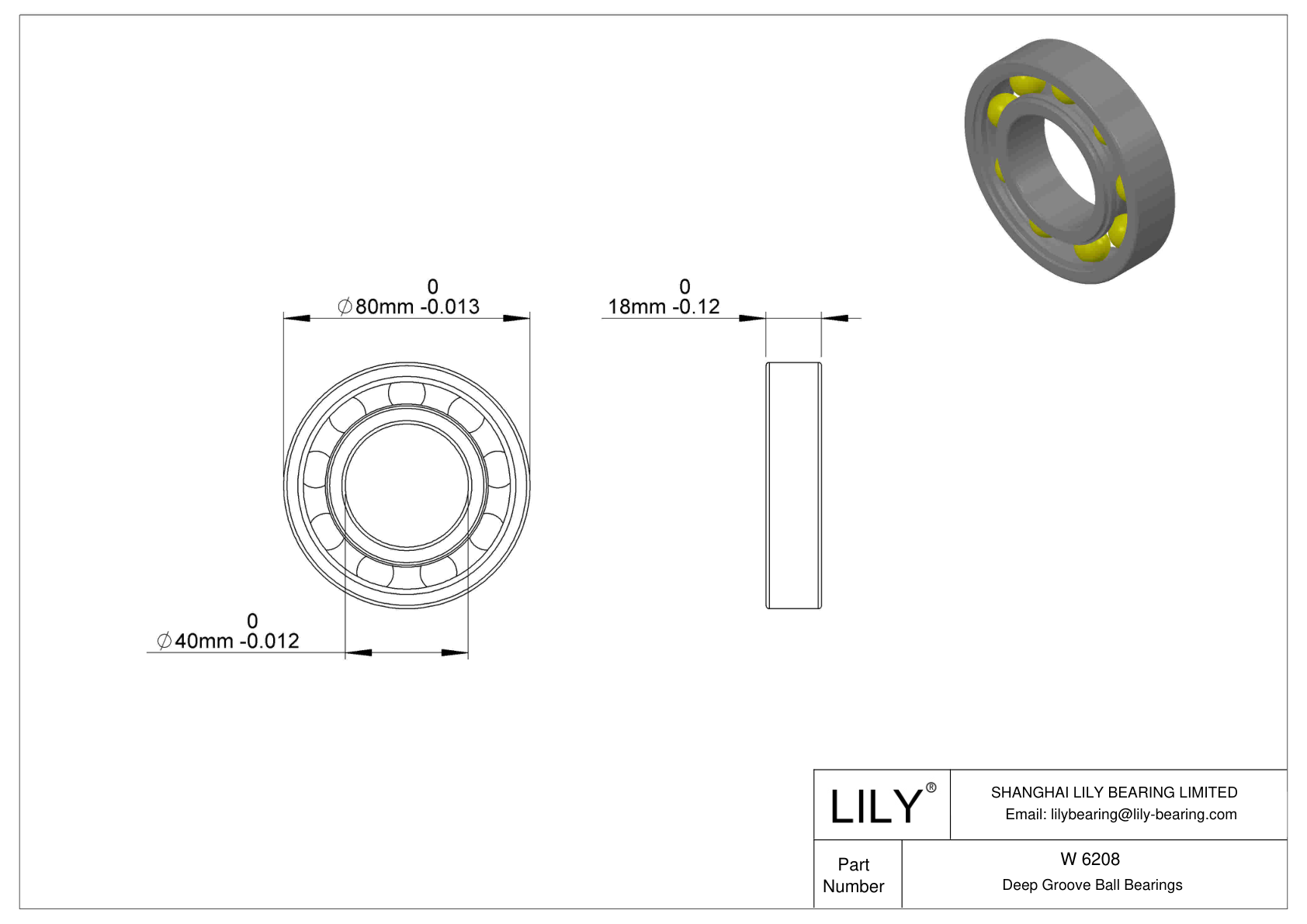 W 6208/W64 不锈钢深沟球轴承 cad drawing