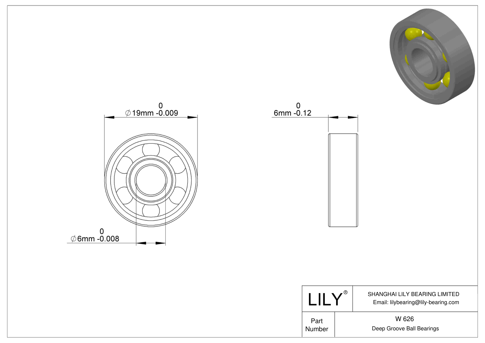 W 626 不锈钢深沟球轴承 cad drawing