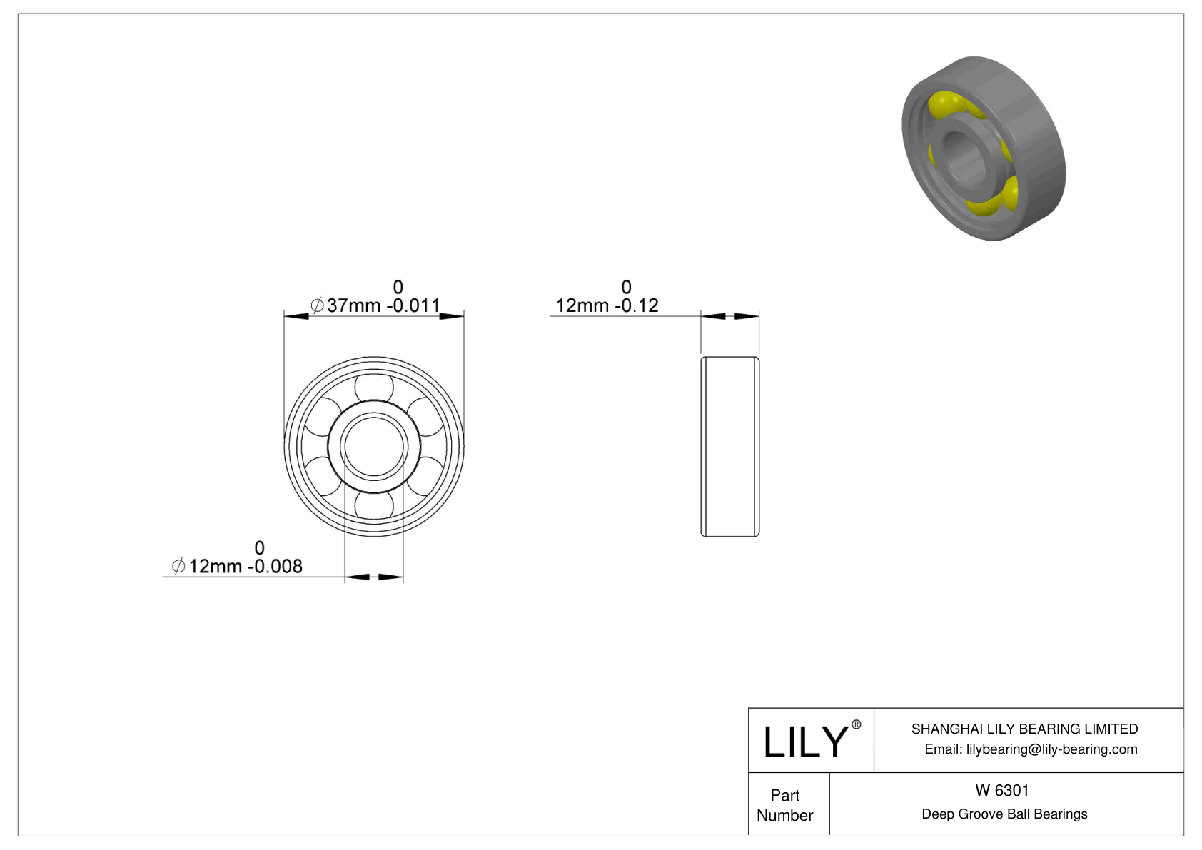 W 6301 Rodamientos rígidos de bolas de acero inoxidable cad drawing