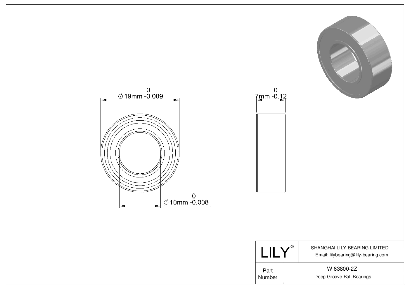 W 63800-2Z Rodamientos rígidos de bolas de acero inoxidable cad drawing