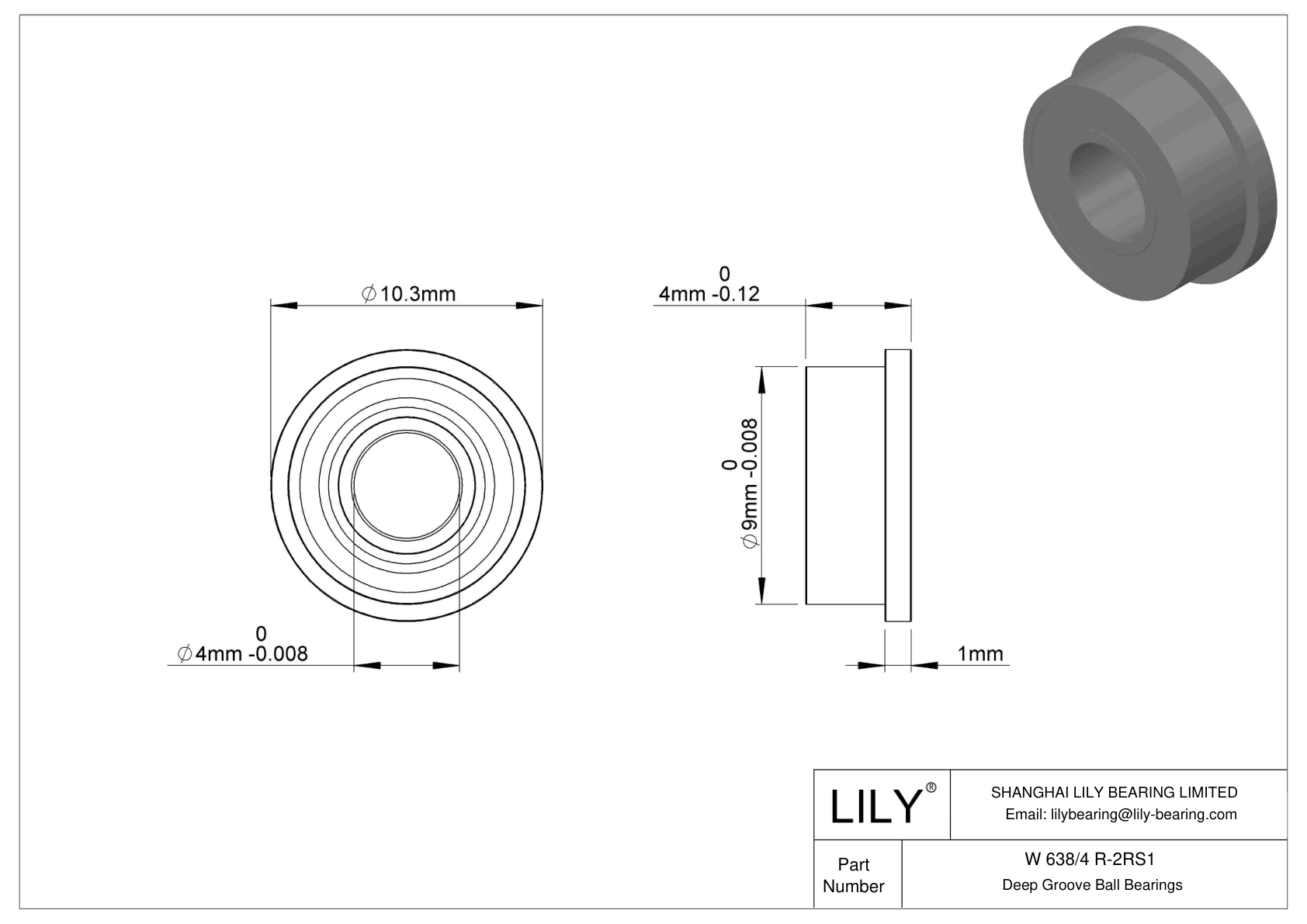 W 638/4 R-2RS1 Flanged Ball Bearings cad drawing